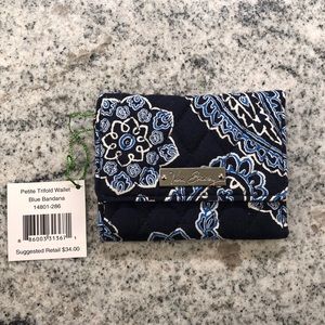 Vera Bradley Petite Trifold Wallet Blue Bandana